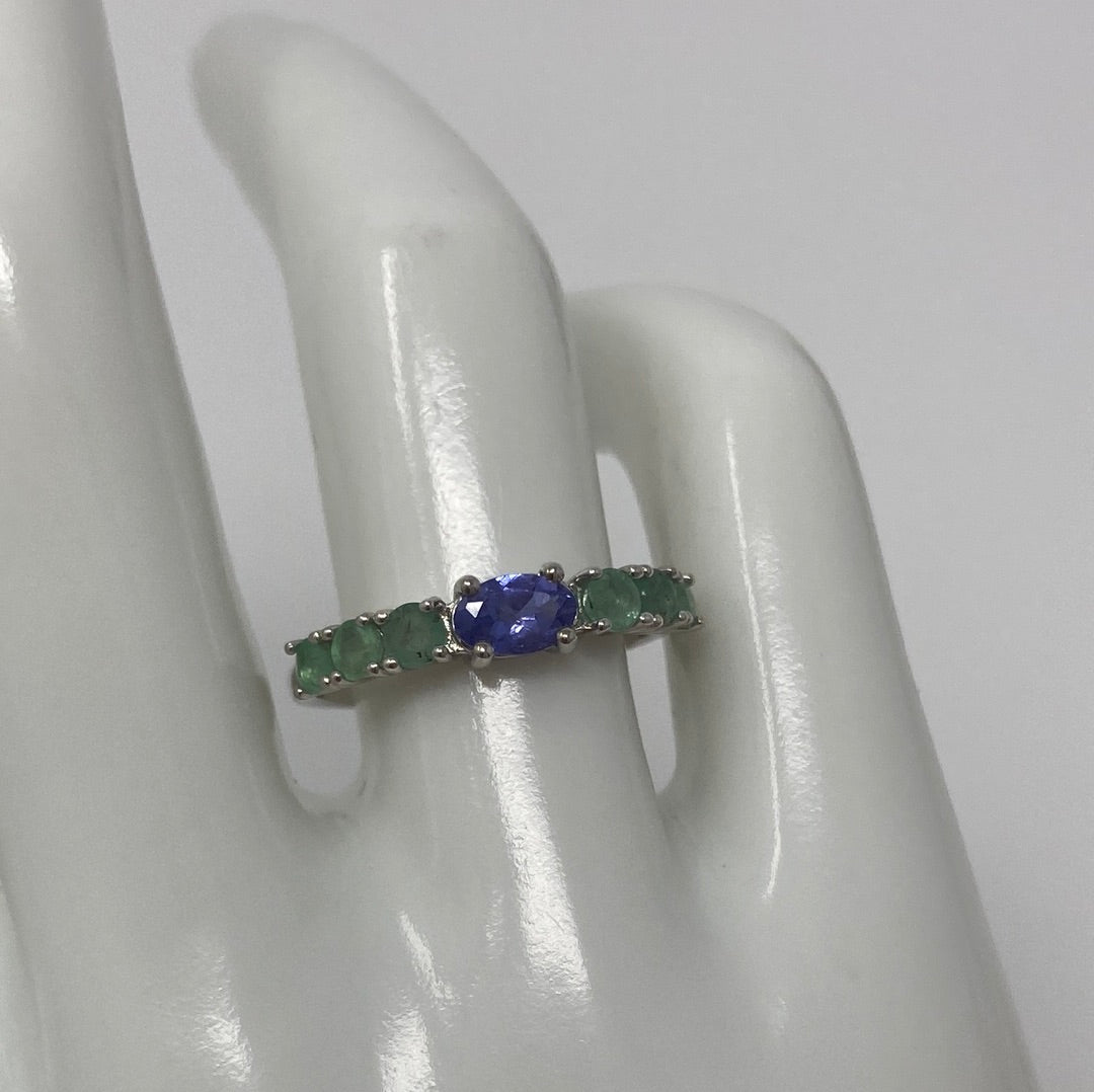 Genuine Tanzanite & Emerald Ring