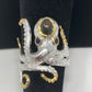 Artistic Genuine Black Opal Octopus Ring