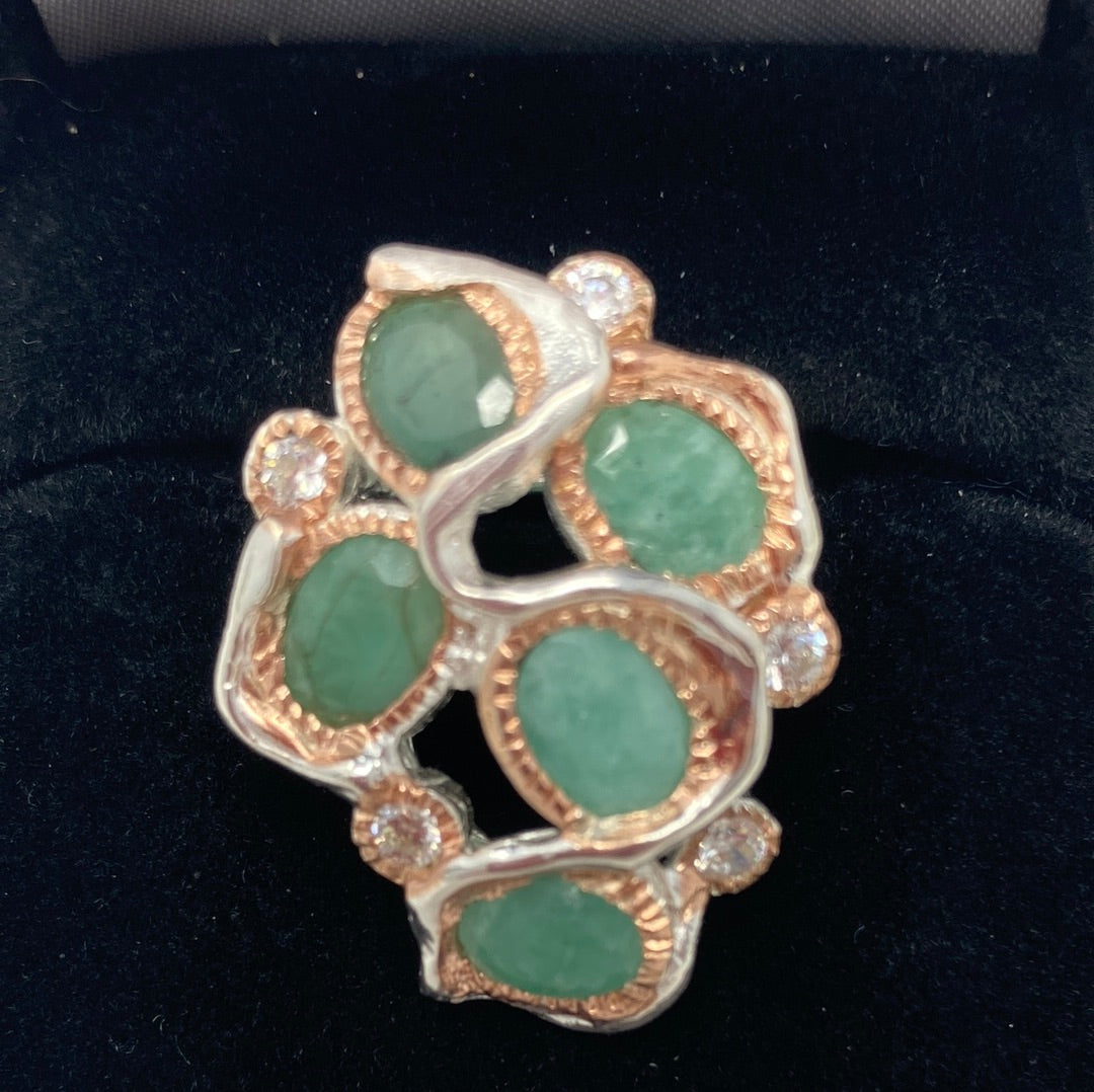 Genuine Emerald Encrusted Ring