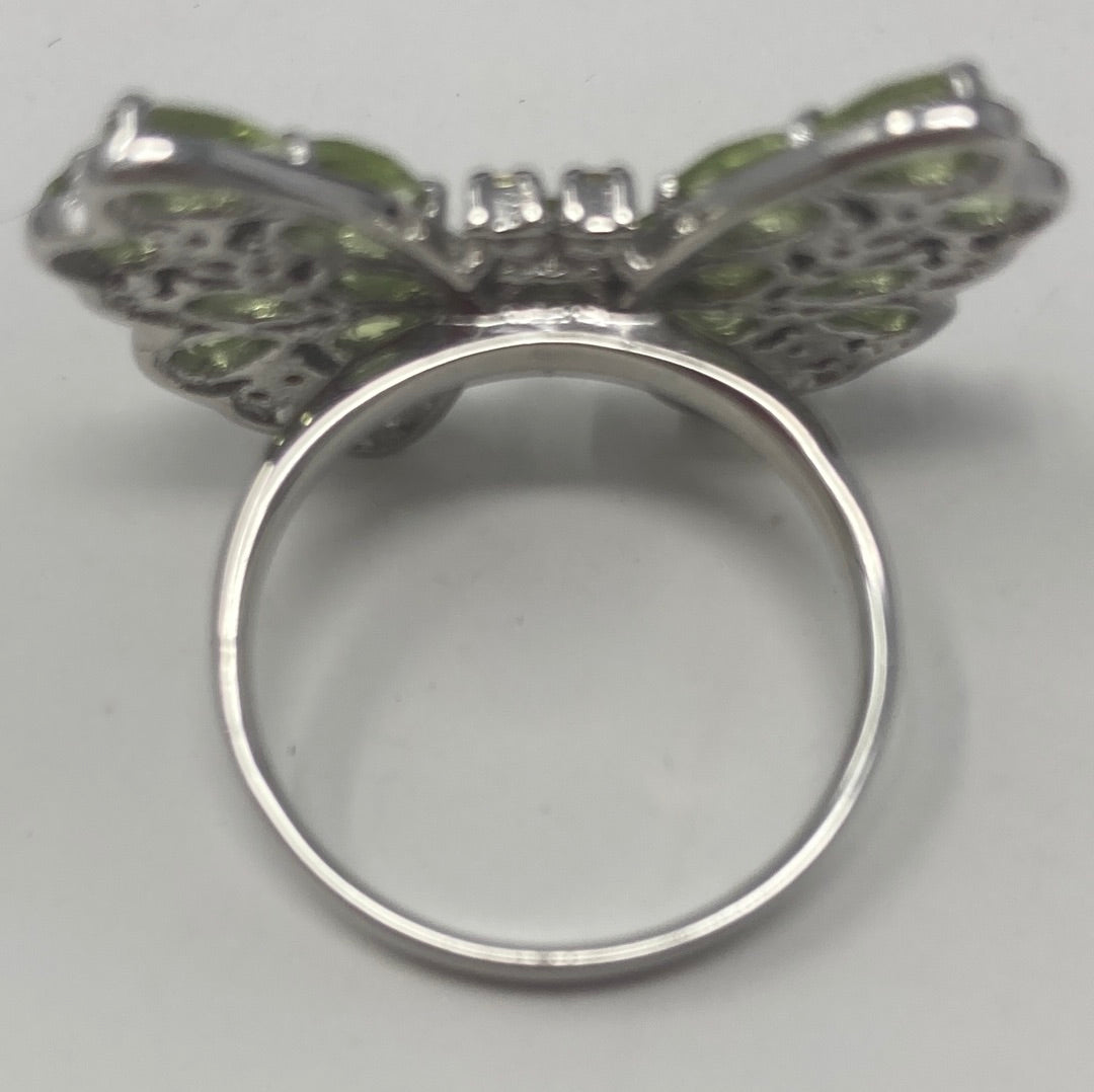 Genuine Peridot & Sapphire Butterfly Ring