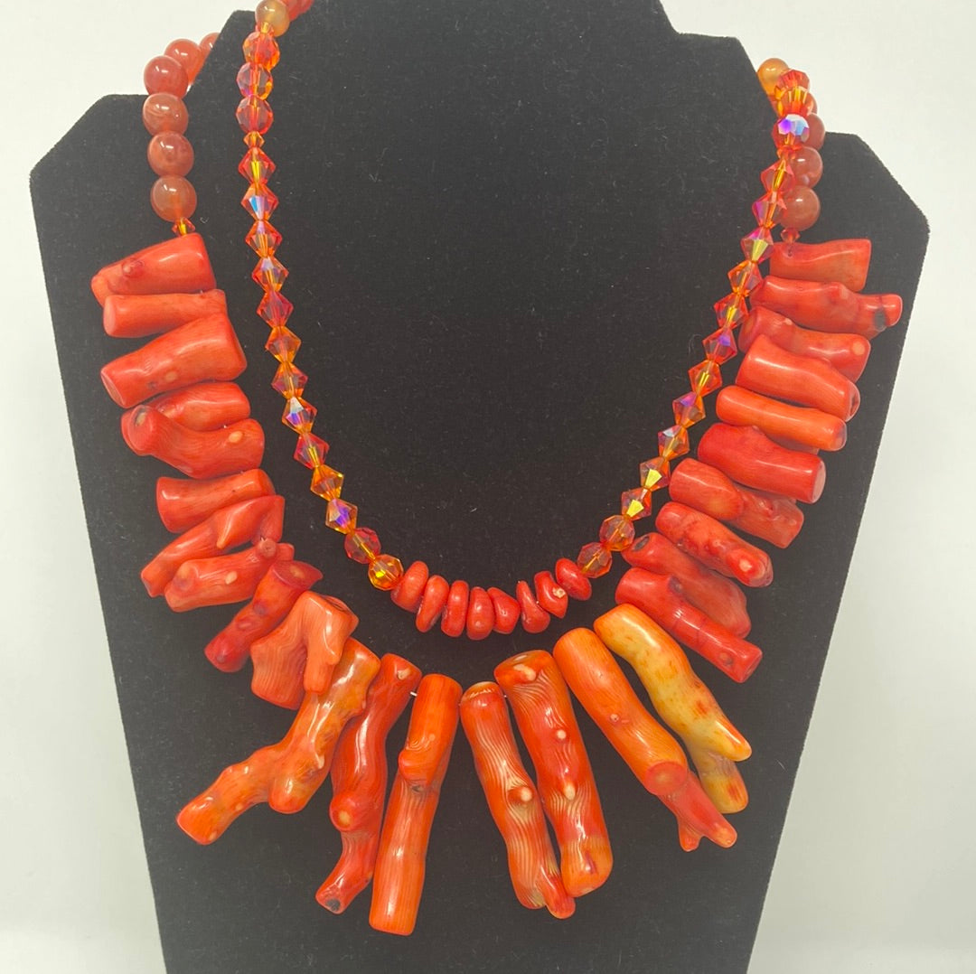 Exquisite Genuine Coral & Carnelian Artist Original Necklace