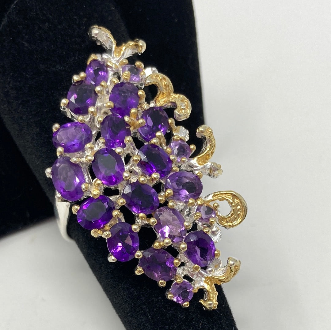 Cascading Genuine Amethyst Ring