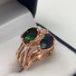 Rare Unusual Faceted Genuine Black Opal Ring