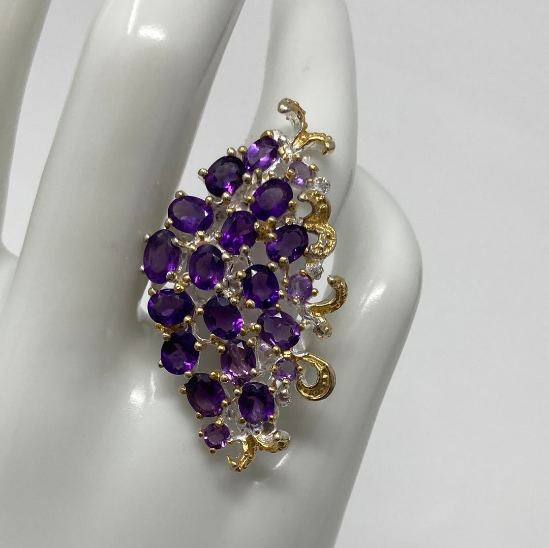 Cascading Genuine Amethyst Ring