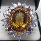 HOLD VICTORIA 18+CTWGenuine Citrine & Tanzanite Ring