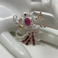 Genuine Ruby and Garnets Bird Brooch