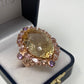 Liquid Sun, Genuine 34CTW Citrine & Tourmaline Ring