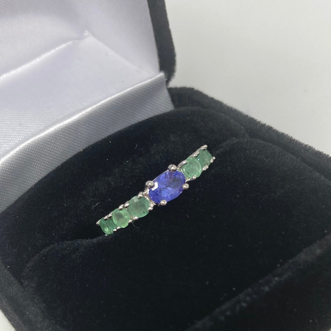 Genuine Tanzanite & Emerald Ring