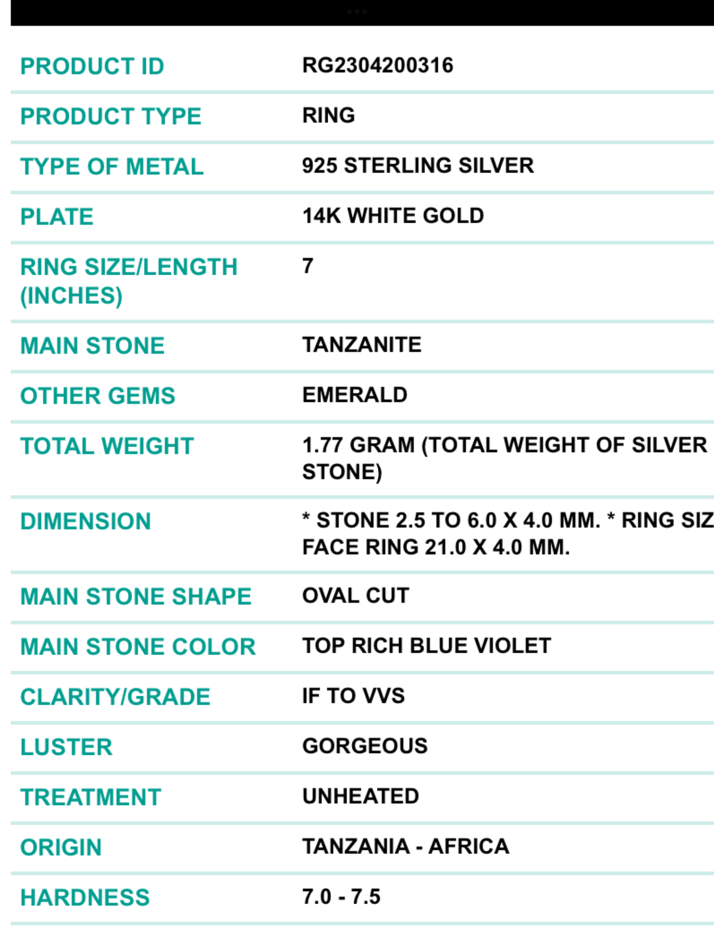 Genuine Tanzanite & Emerald Ring