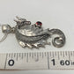 Artistic Unusual Sterling Dragon Pendant with Genuine Garnet