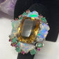 Masterpiece Genuine Citrine, Opal & Emerald Ring