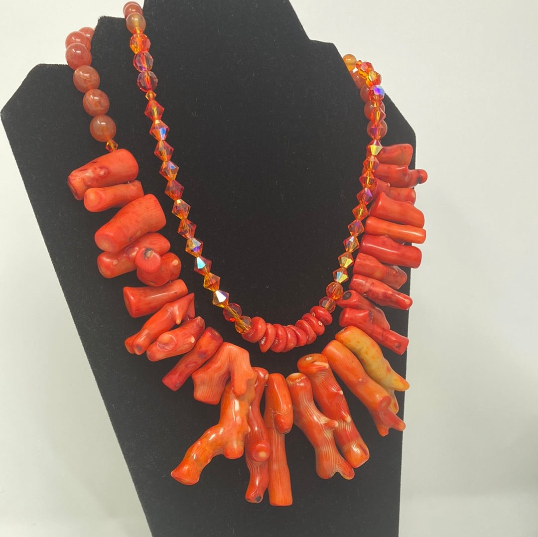 Exquisite Genuine Coral & Carnelian Artist Original Necklace