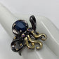 Adorable Genuine Sapphire Octopus Ring