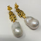 Genuine Sapphire & Baroque Pearl Earrings