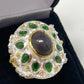 Crown Jewels, Genuine Black Opal & Russian Chrome Diopside Ring