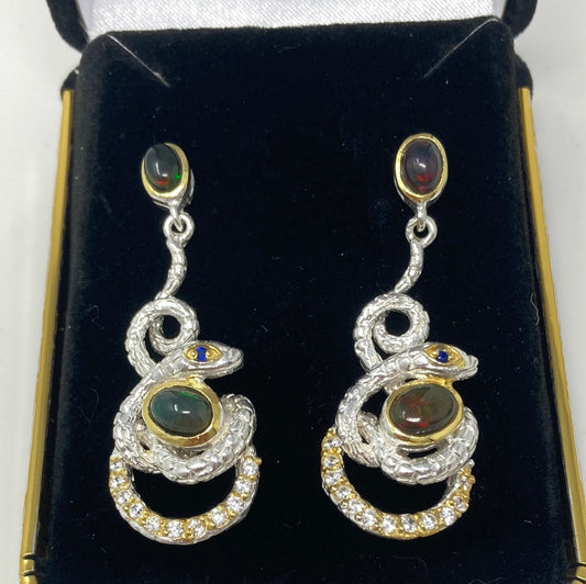 Genuine Opal Snake Earrings