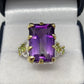 Emerald Cut Genuine 17 CTW Amethyst Ring