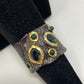 Stunning and Unusual Genuine London Blue Topaz & Opal Ring