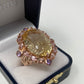 Liquid Sun, Genuine 34CTW Citrine & Tourmaline Ring