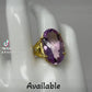 Genuine Amethyst 24 CTW Ring Unusual Marquee Checkerboard Faceted