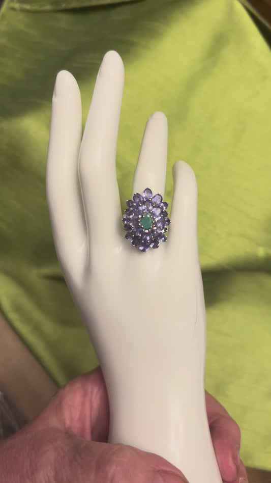 Majestic Genuine Emerald & Tanzanite Ring