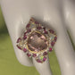 Exquisite Genuine Ametrine with Opals & Rhodolite Garnets Ring