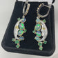Man In The Moon, Genuine Opals & Emerald Earrings