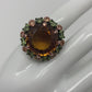 Genuine Cognac Quartz & Peridot Ring