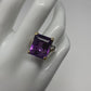 Classy Genuine Emerald Cut Amethyst Ring
