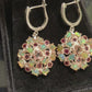 Genuine Pink Tourmaline, Opals & Garnet Earrings