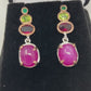 Genuine Star Ruby & GarnetEarrings