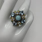 Genuine Larimar & Topaz Ring