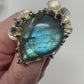 Alluring Genuine Labradorite & Sapphire Ring