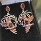 Genuine Black Opals & Garnet Earrings