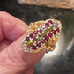 Genuine Black Opals & Garnet Ring