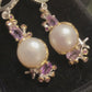 Genuine Pearl & Amethyst Earrings