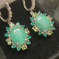 Genuine Malachite, Onyx & Peridot Earrings