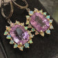 Genuine Amethyst & Opal Earrings