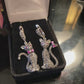 Unique Cat Earrings with Genuine Rubies