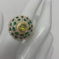 Voluptuous Genuine Fiery Opal, Russian Chrome Diopside Bejeweled Dome Ring