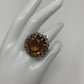 Genuine Cognac Quartz & Peridot Ring