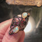 Genuine Fiery Opals & Pink Tourmaline Ring
