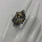 Genuine Fiery Opals, Tanzanite & Amethyst Ring