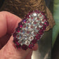 Elegant Genuine Aquamarine & Garnet Rng