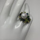 Intriguing Genuine Pearl, Black Opal Ring