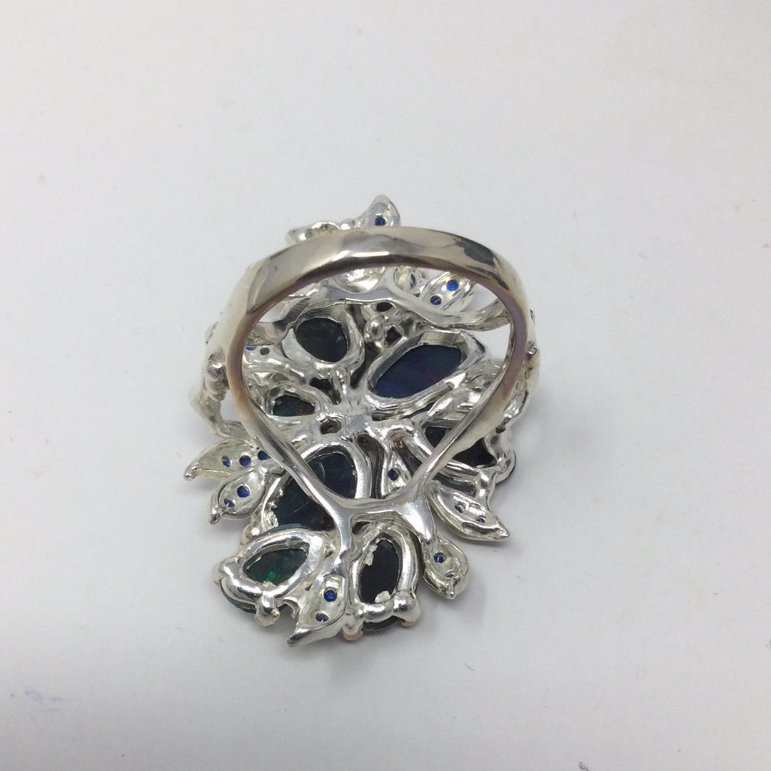 Unsurpassed Rare Genuine Black Opals Ring
