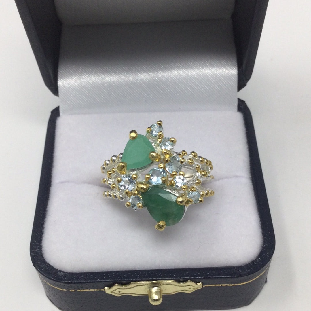 Genuine Emeralds Pear Shaped Ring