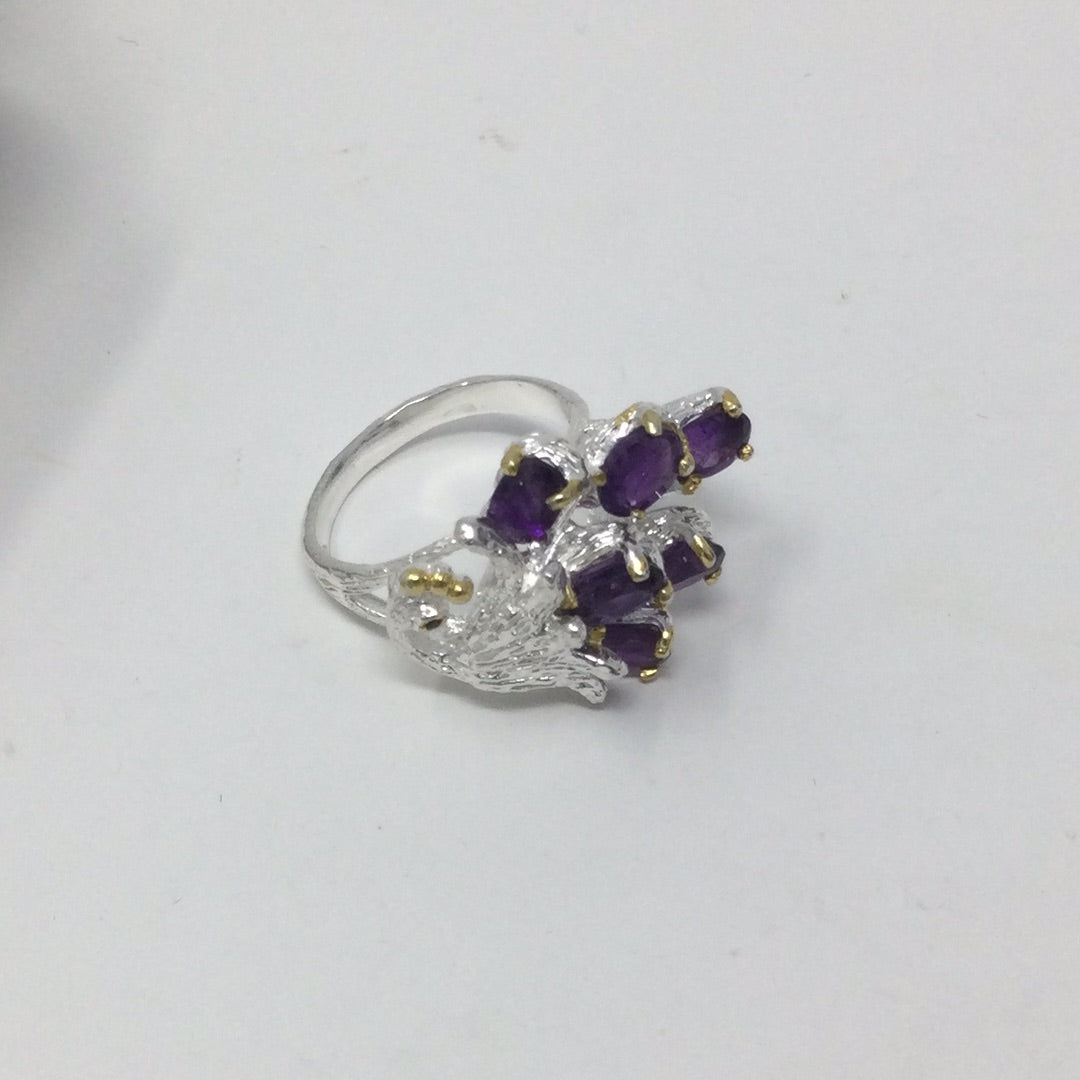 Genuine Amethyst Peacock Ring