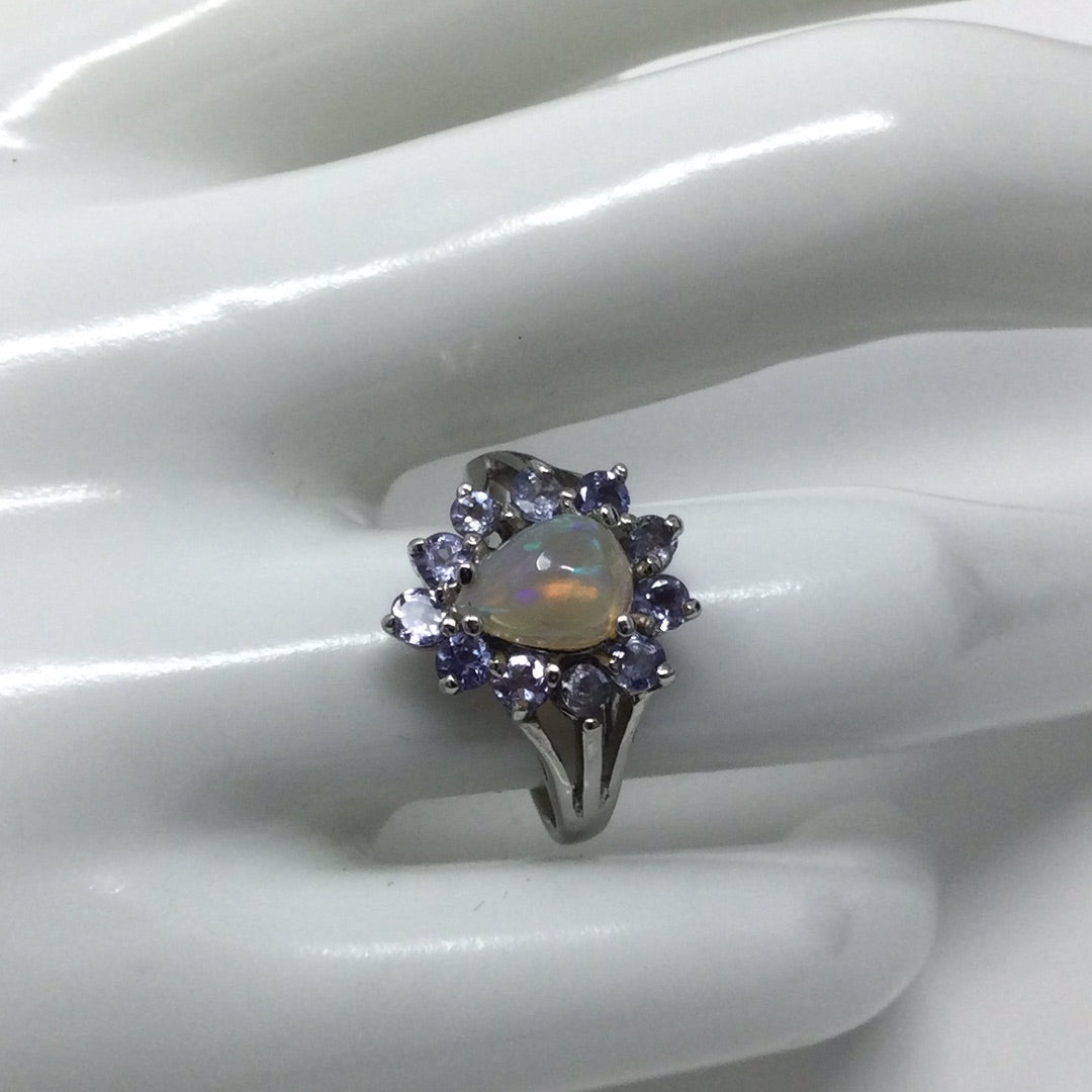 Genuine Opal & Tanzanite Ring