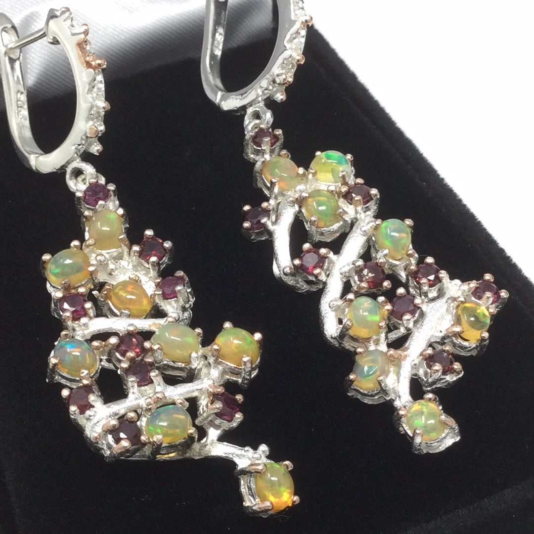 Mesmerizing Opal & Garnet Earrings